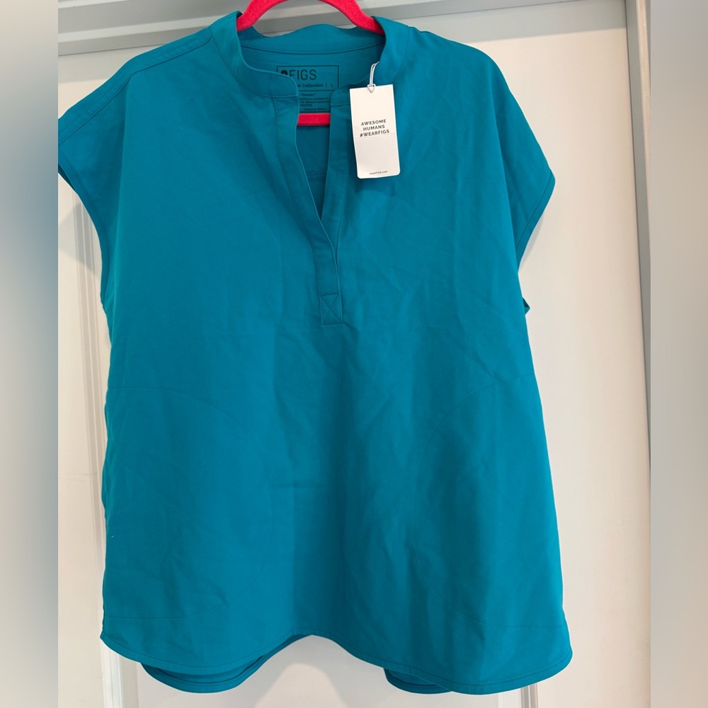 Figs Women's Teal Scrubs top large Rafaela